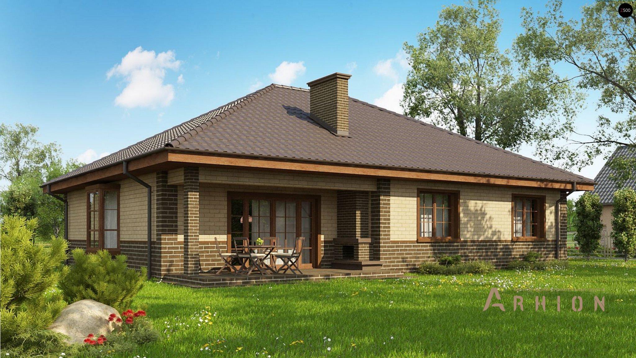 12. Проект одноэтажного дома в современном стиле с четырехскатной, Z10 k, площадью - 134 кв c терассой, эркером